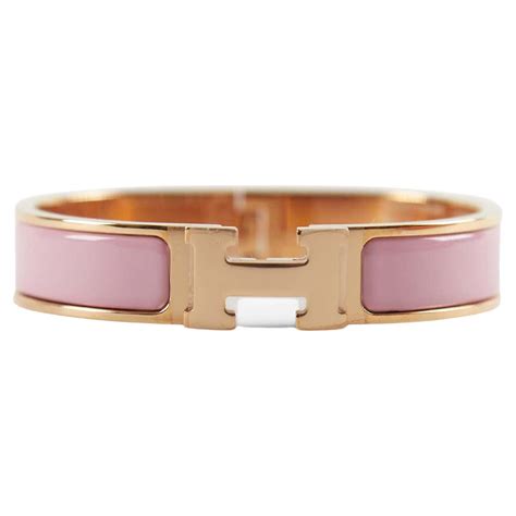hermes clic h bracelet white and rose gold